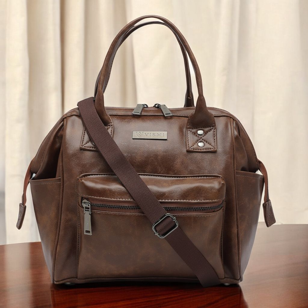 Women Handbag Pu Leather Crossbody Sling Bag Stylish Office Bag Lightweight Water Resistant Satchel Shoulder Bag With Detachable Strap