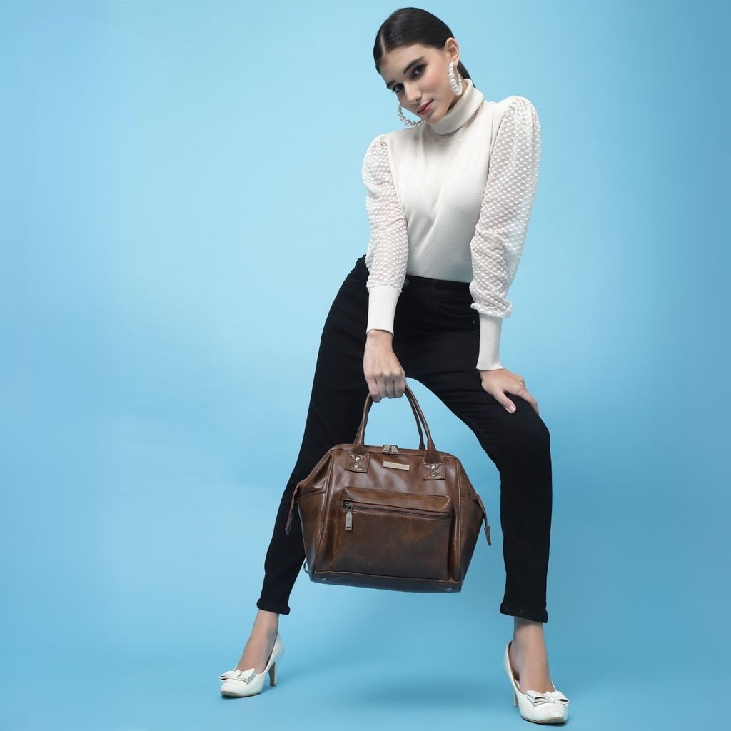 Women Handbag Pu Leather Crossbody Sling Bag Stylish Office Bag Lightweight Water Resistant Satchel Shoulder Bag With Detachable Strap