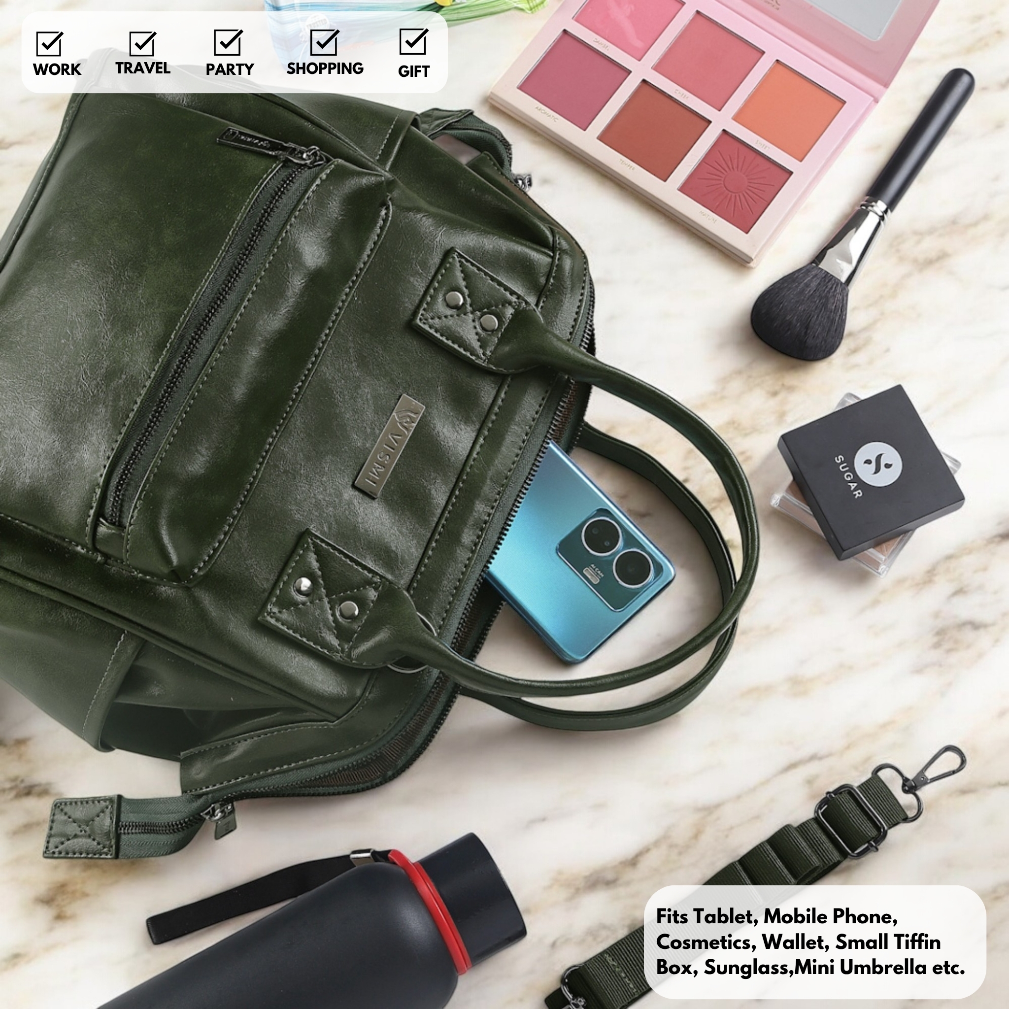 Women Handbag Pu Leather Crossbody Sling Bag Stylish Office Bag Lightweight Water Resistant Satchel Shoulder Bag With Detachable Strap