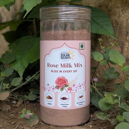 Dr. Renga’s Solar Delights Rose Milk Mix Powder | With Jaggery (Natural Sugar) & Real Rose Petals | No Artificial Colors, No Preservatives | Refreshing Summer Drink Mix | 400g (Pack of 1)