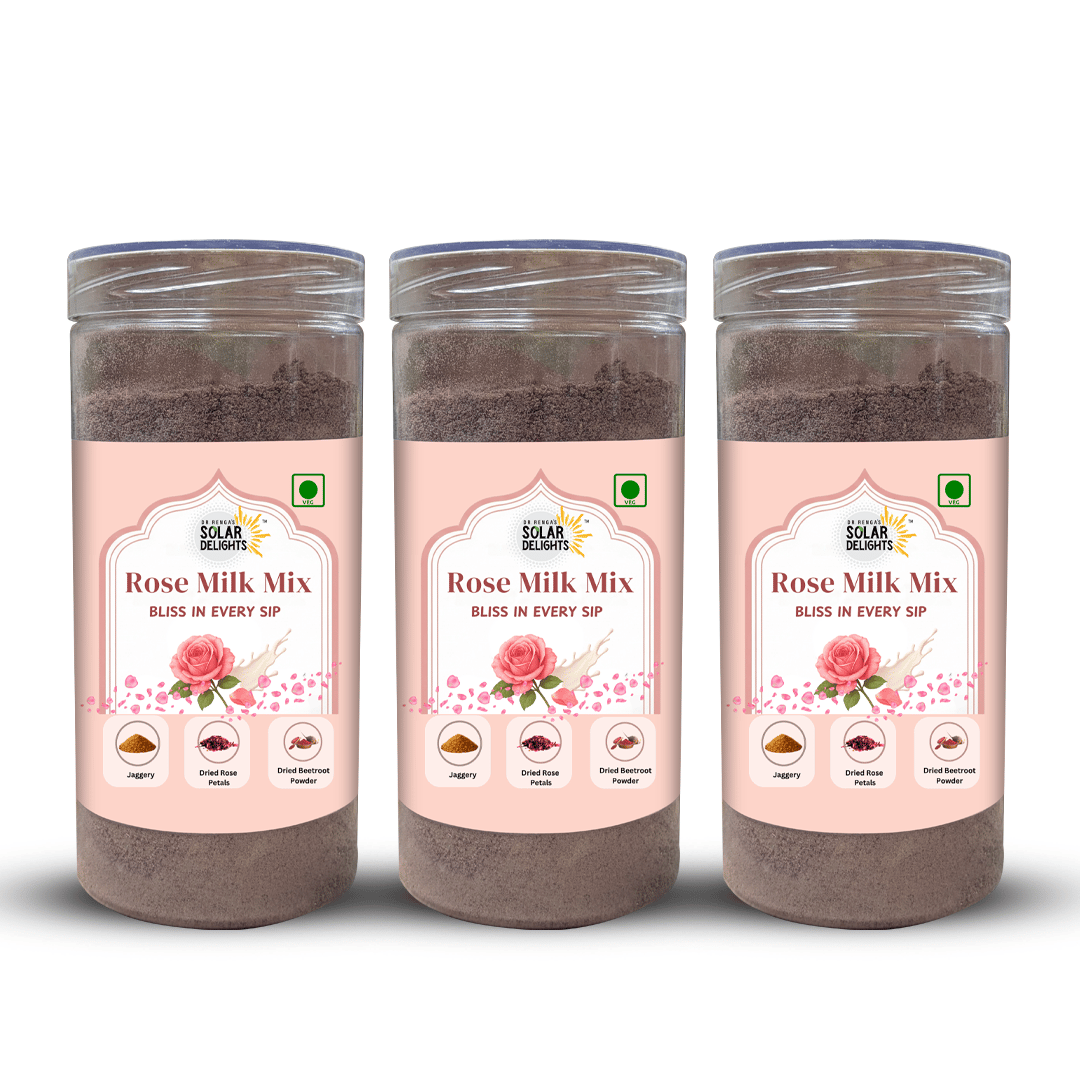 Dr. Renga’s Solar Delights Rose Milk Mix Powder | With Jaggery (Natural Sugar) & Real Rose Petals | No Artificial Colors, No Preservatives | Refreshing Summer Drink Mix | 400g (Pack of 1)