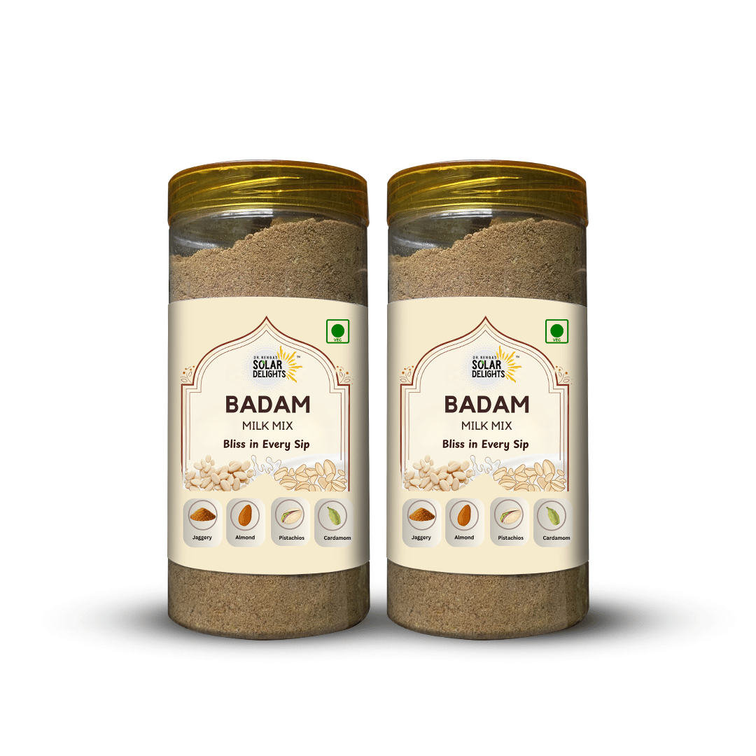 Dr. Renga’s Solar Delights – Badam Milk Mix with Jaggery | Almond & Pistachio Instant Drink | No Preservatives, No Refined Sugar | 400g