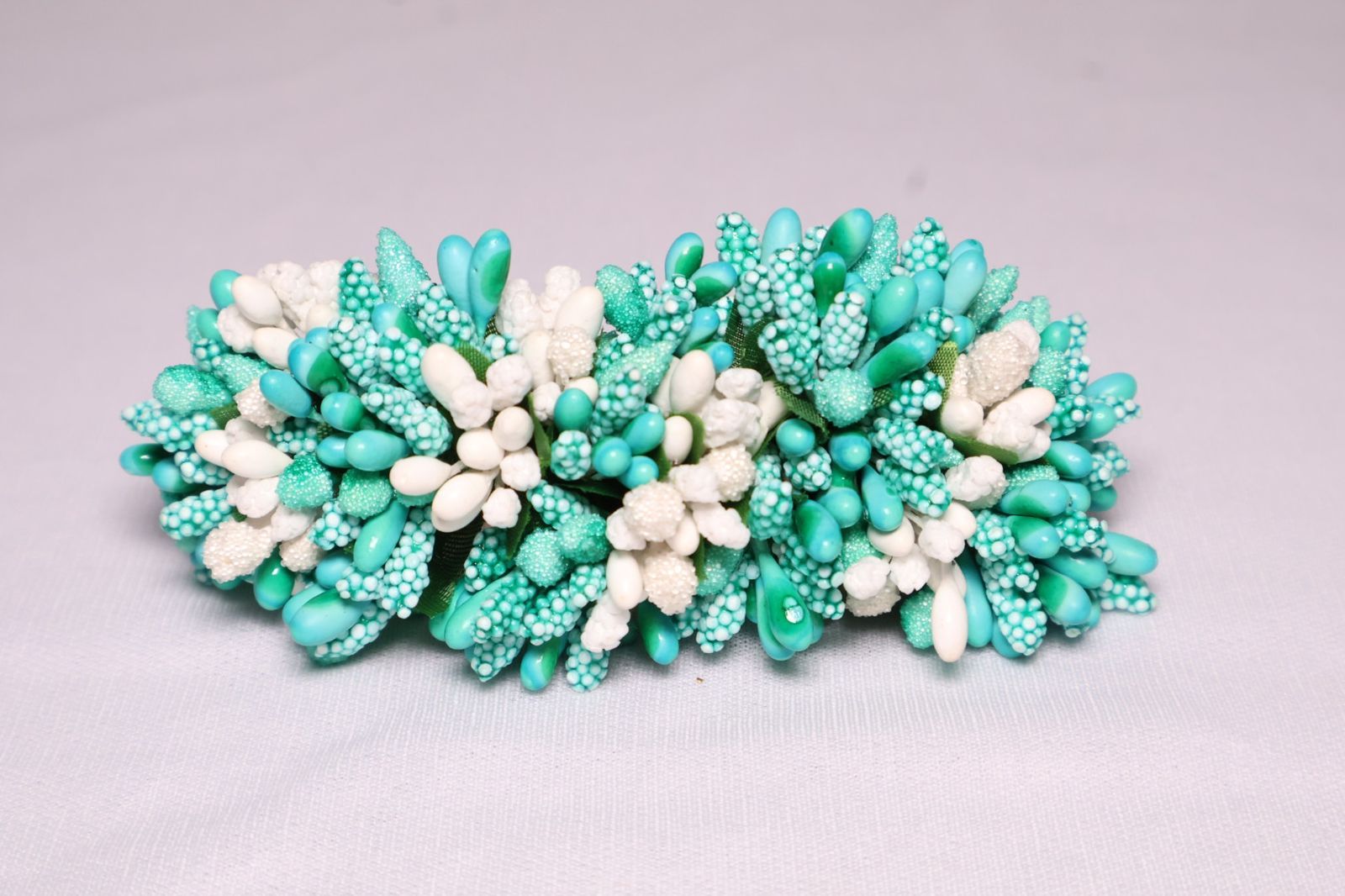 Artificial Flower Hair Clip – Aqua Blue & White