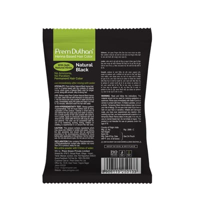 Prem Dulhan Natural Black Henna Based Hair Color 10 g
