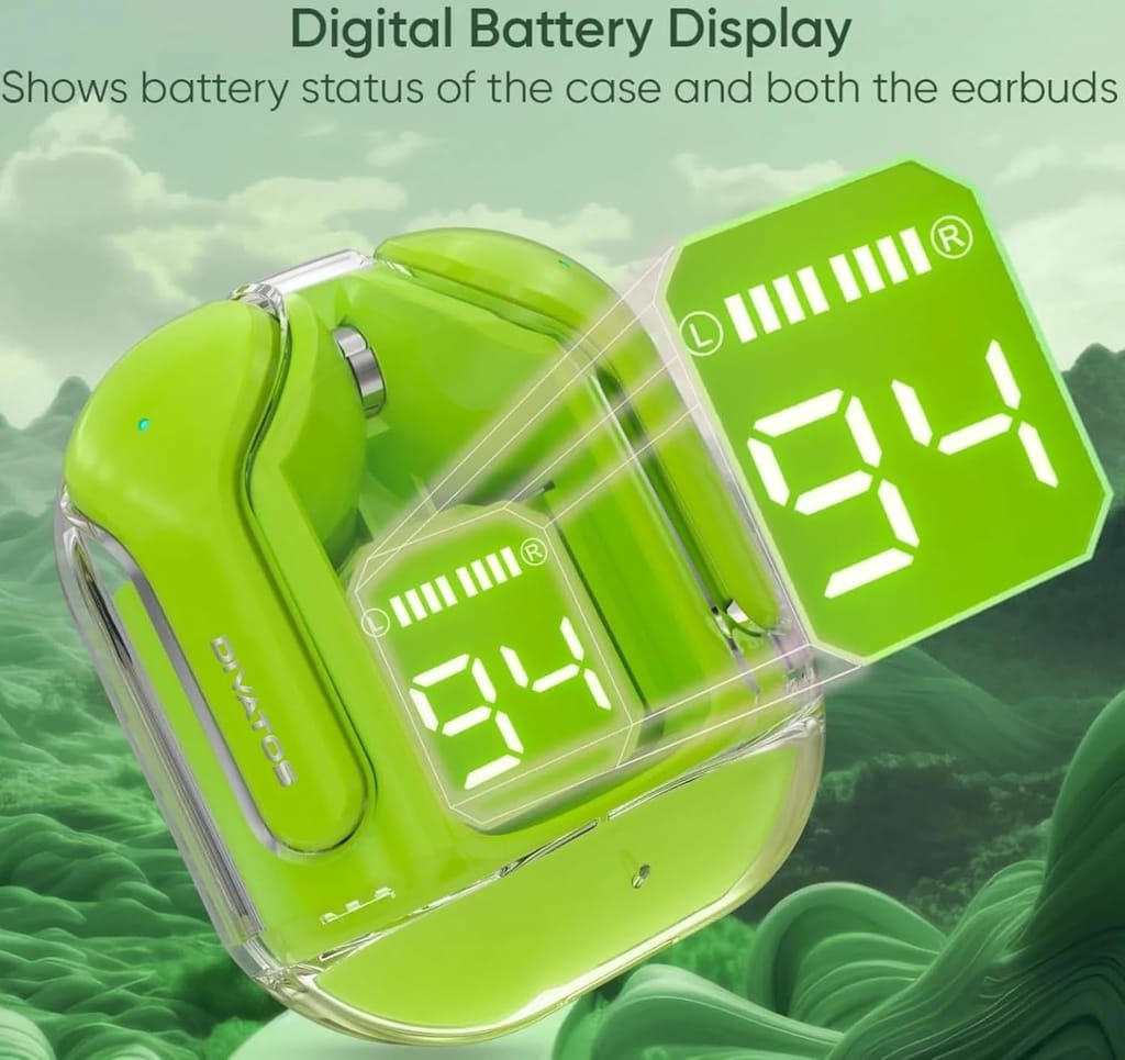 Ultrapods TWS Earbud Transparent Design, 30 Hrs Playtime with Fast Charging Bluetooth 5.3 10mm HD BASS Drivers (Multicolour)