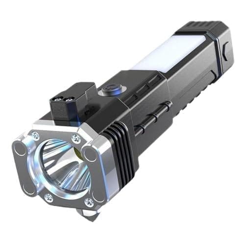 Torch Light LED 3W Torch Light Rechargeable Torch Flashlight Long Distance Beam Range Car Rescue Torch with Hammer Window Glass Built Portable Rechargeable