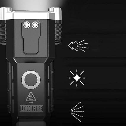 Torch Light LED 3W Torch Light Rechargeable Torch Flashlight Long Distance Beam Range Car Rescue Torch with Hammer Window Glass Built Portable Rechargeable