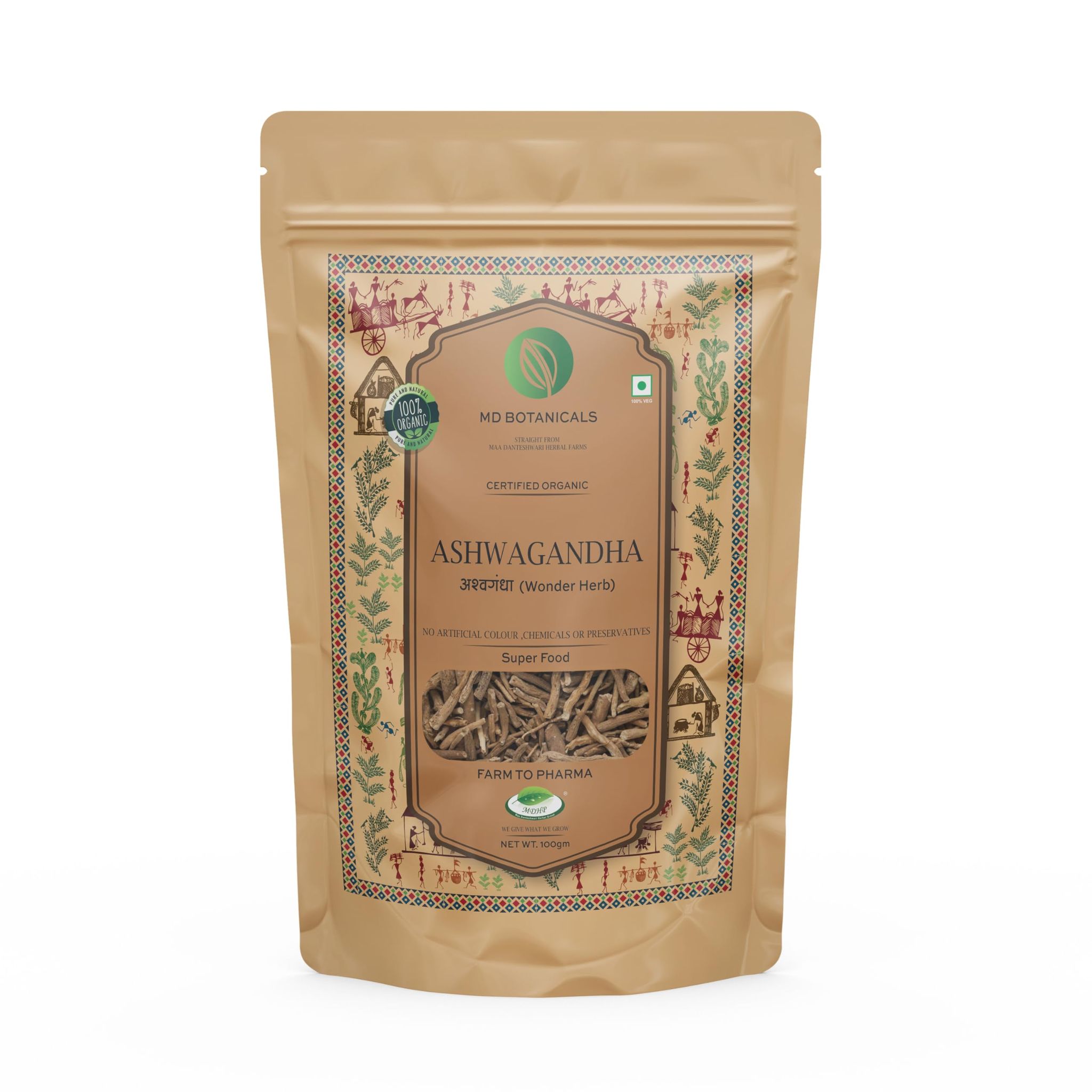 Ashwagandha Powder (100gm), Maa Danteshwari Herbal Farm's 100% Natural & Certified Organic Herbs