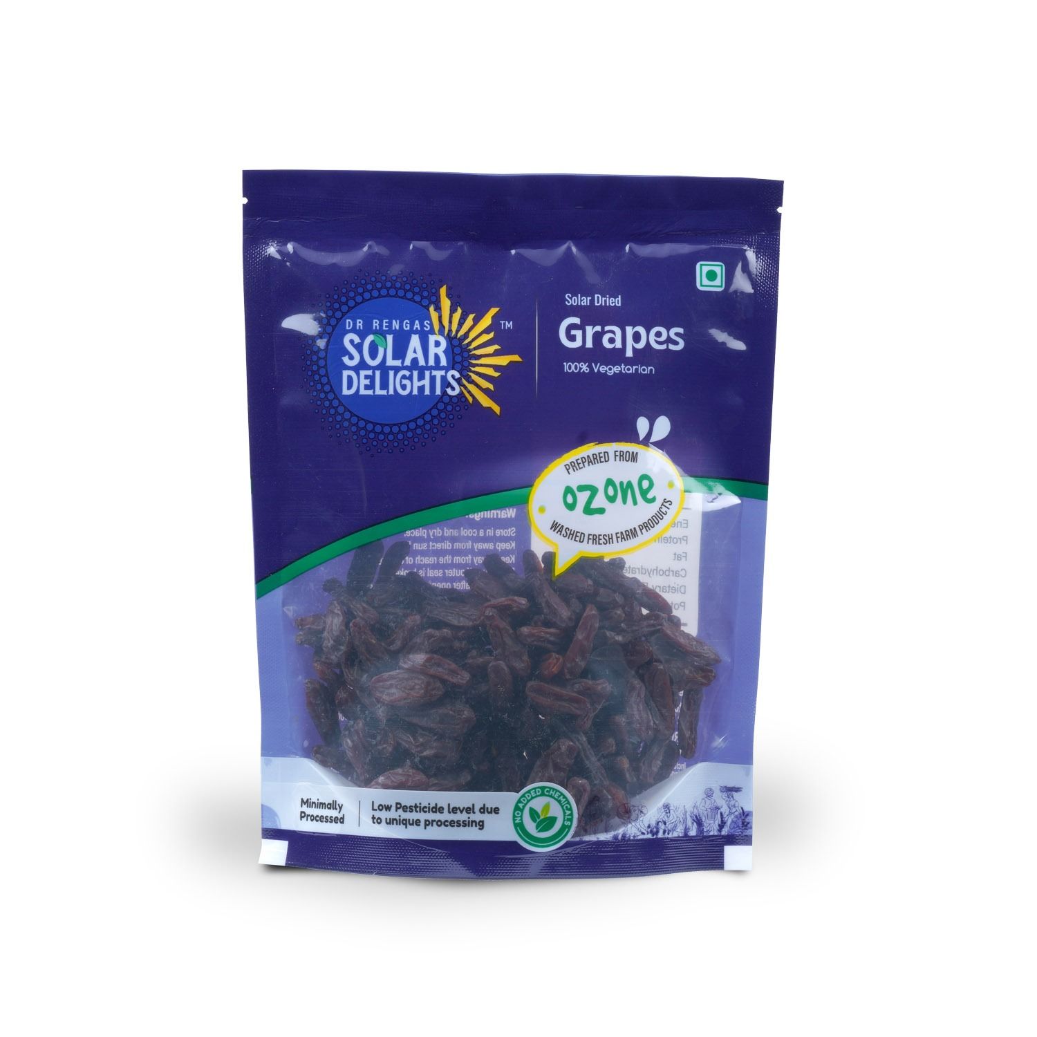 Solar Dried Black Raisins (Seeded) – 100% Natural, Ozone-Washed | No Added Sugar | Healthy Snack & Energy Booster – 200g | DR. Renga’s Solar Delights