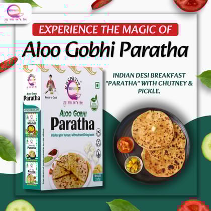 Aloo Gobhi Paratha | Paratha Premix 300 Gm, Peanut Chutney 50g and Mix Pickle 50g | Ready To Cook | No Preservative | Made With Natural Ingredients