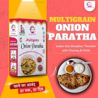 Multigrain Onion Paratha | Paratha Premix 300 Gm, Peanut Chutney 50g and Mix Pickle 50g | Ready To Cook | No Preservative | Made With Natural Ingredients