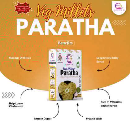 Wheat Free Veg Millets Paratha | Paratha Premix 300 Gm, Peanut Chutney 50g and Mix Pickle 50g | Ready To Cook | No Preservative | Made With Natural Ingredients