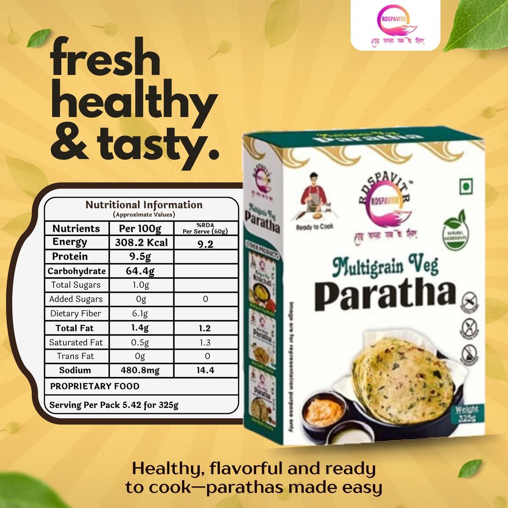 Wheat Free Multigrain Veg Parath | Paratha Premix 300 Gm, Peanut Chutney 50g and Mix Pickle 50g | Ready To Cook | No Preservative | Made With Natural Ingredients