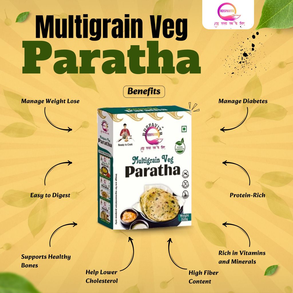 Wheat Free Multigrain Veg Parath | Paratha Premix 300 Gm, Peanut Chutney 50g and Mix Pickle 50g | Ready To Cook | No Preservative | Made With Natural Ingredients