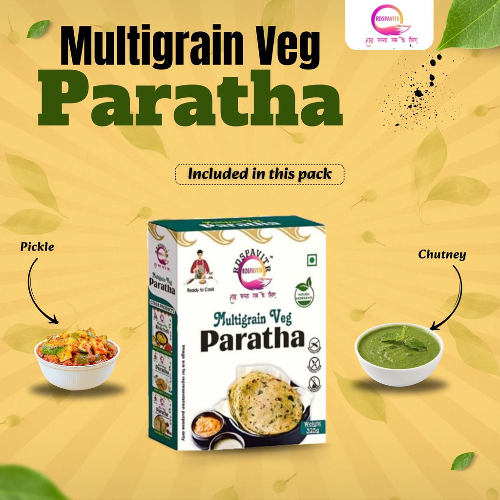 Wheat Free Multigrain Veg Parath | Paratha Premix 300 Gm, Peanut Chutney 50g and Mix Pickle 50g | Ready To Cook | No Preservative | Made With Natural Ingredients