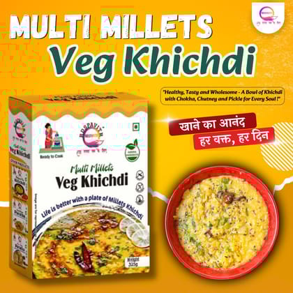 Multi Millets Veg Khichdi | Premix Khichdi 300 Gm, Peanut Chutney 50g and Mix Pickle 50g | Made With Natural Ingredients | Rich in Protein & High Fiber