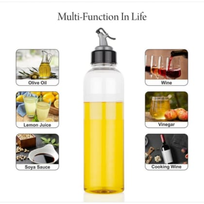 Oil Dispenser Multi-Function Bottle with ABS Solid Plastic Container for Olive Oil, Vinegar, Sauces, Kitchen Cooking Capacity 1 Litre (Transparent)