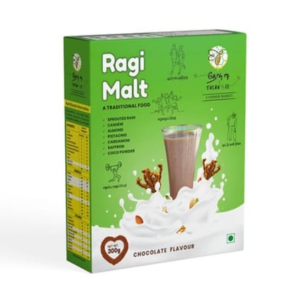 Theanee's Ragi Malt - Chocolate Flavour - 300g / Gluten-Free Ragi Malt / High-Calcium Drink  /Diabetes-Friendly Mal/t  Weight Loss Drink / Digestive Health Drink
