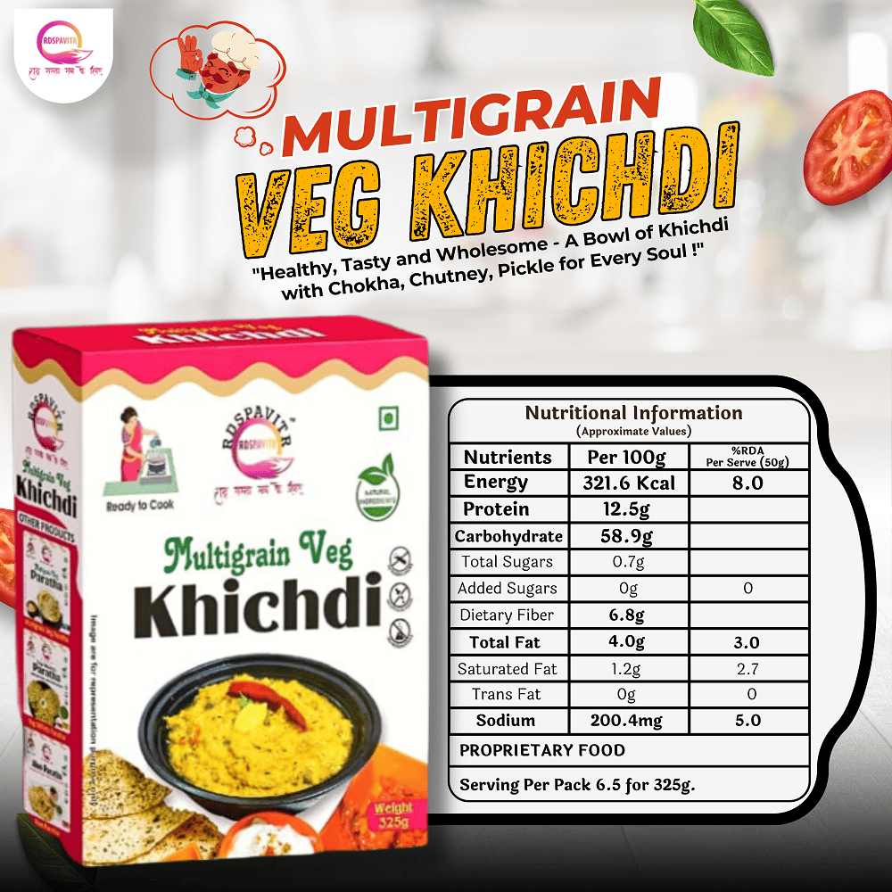 Multigrain Veg Khichdi | Premix Khichdi 300 Gm, Peanut Chutney 50g and Mix Pickle 50g | Ready in 10 Minutes | Rich in Protein & High Fiber