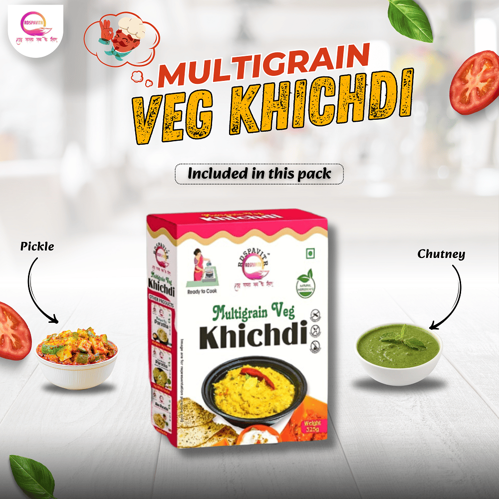 Multigrain Veg Khichdi | Premix Khichdi 300 Gm, Peanut Chutney 50g and Mix Pickle 50g | Ready in 10 Minutes | Rich in Protein & High Fiber