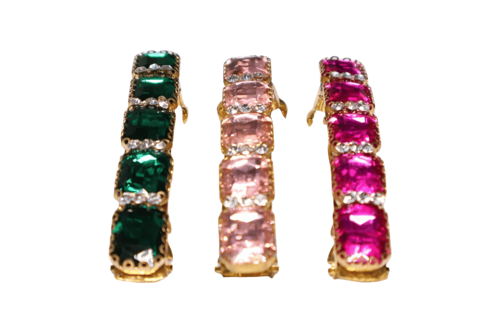 Elegant Rectangular Stone Hair Clips – Set of 3