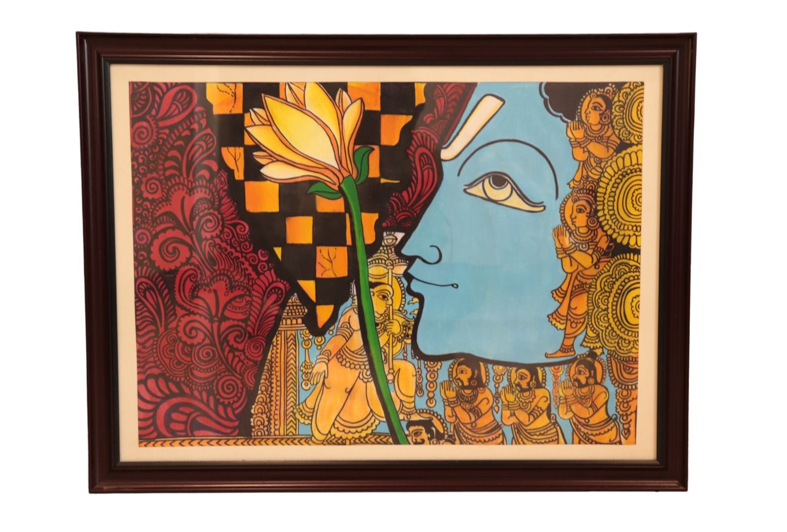 Handmade Village Life Painting – Milking the Cow Scene (Framed)