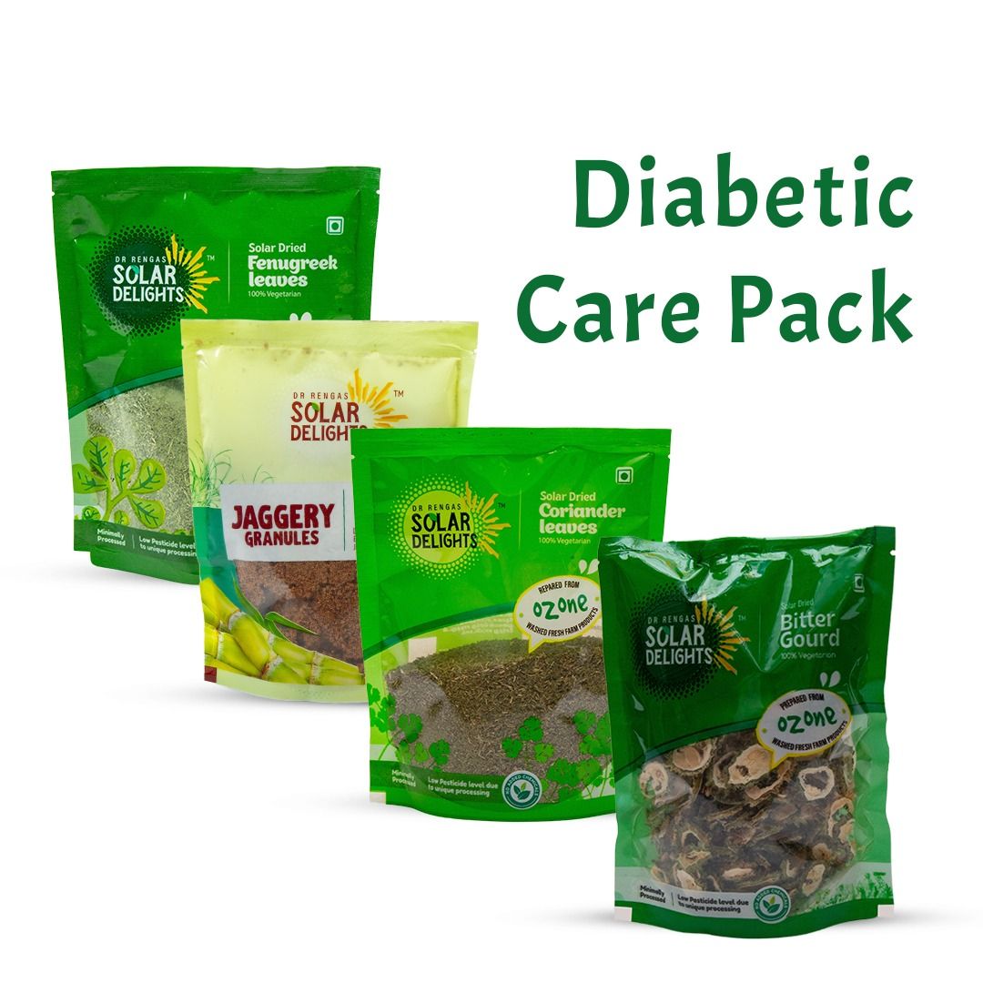 Diabetic Care Pack 700g – Solar Dried Bitter Gourd, Jaggery, Fenugreek & Coriander | Natural, Preservative-Free | Dr. Renga’s Solar Delights