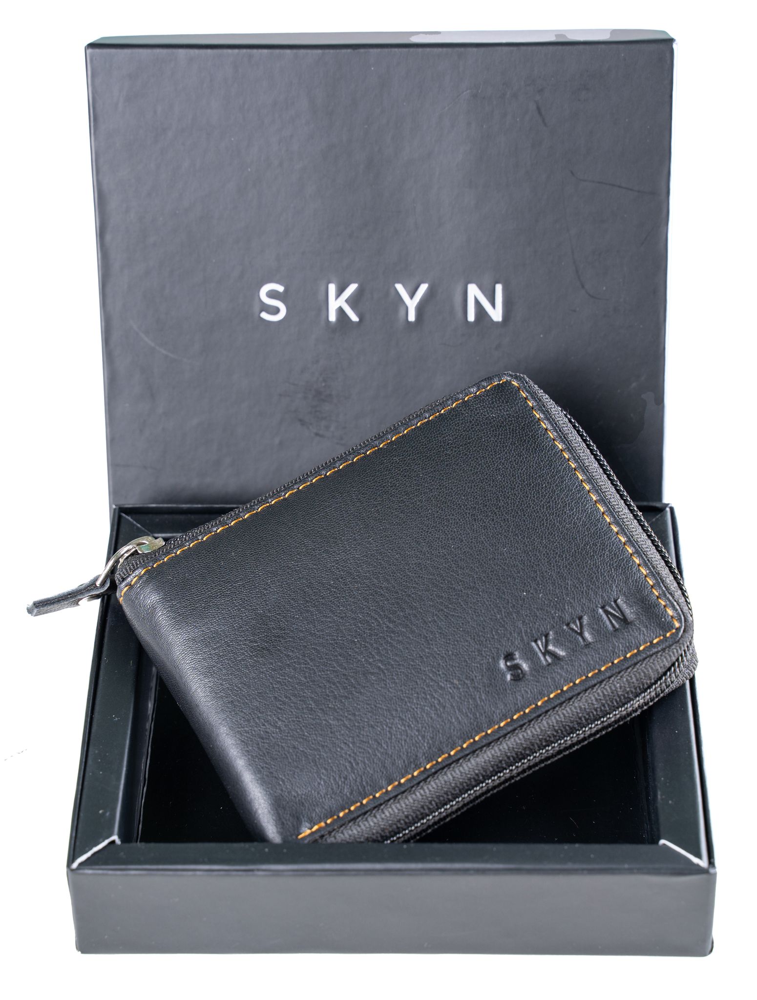 SKYN Genuine Leather Wallet for Men – Minimalist Bifold RFID Blocking Wallet with Multiple Card Slots, Cash Compartment & Gift Box