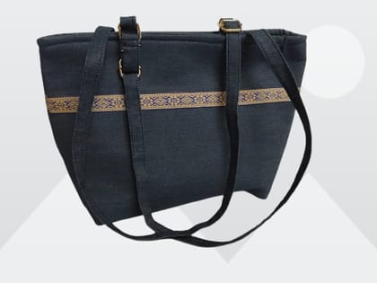 Stylish Denim Tote Bag with Decorative Band Stylish Denim Tote Bag with Decorative Band