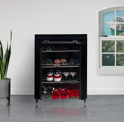 Philoshop 4 Layer Metal Pipe Shoe Rack with Dustproof Cover 