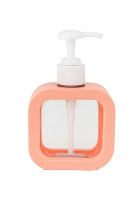MiLiViNG Modern Peach & Clear Square Pump Dispenser for Hand Soap, Lotion & Shampoo