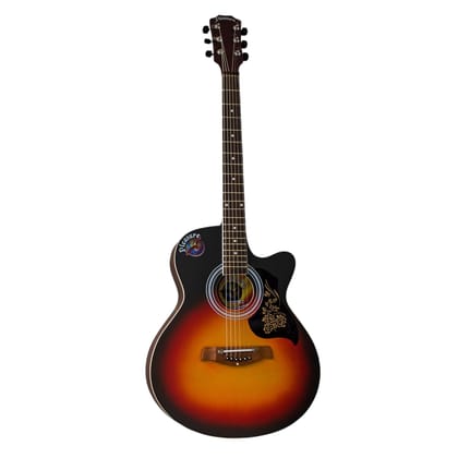 Sunburst Acoustic Guitar with Cutaway & Pickguard - 6-String Musical Instrument