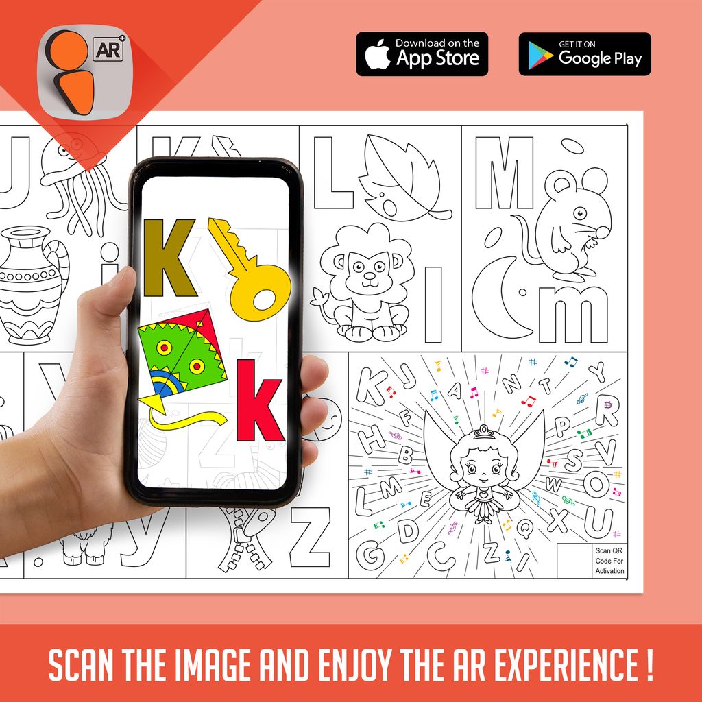 Alphabet Reusable Wall Colouring Roll (12 Inch) - AR Educational Journey