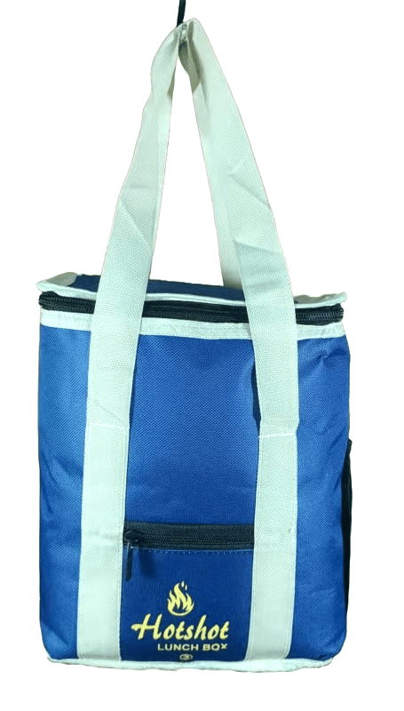 Hotshot Insulated Lunch Bag with Zipper Pocket - Blue Thermal Food Cooler Tiffin Carrier