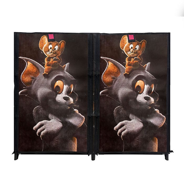 Philoshop 8 Layer Tom & Jerry Cartoon Print Shoe Rack with Dustproof Fabric Cover – Fun & Spacious Kids Shoe Organizer