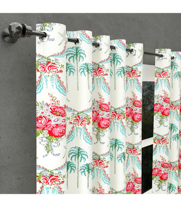 Mela Garden Rose Curtains Block Printed Floral in 100% Cotton(9 Feet ) Mela Garden Rose Curtains Block Printed Floral in 100% Cotton(9 Feet )