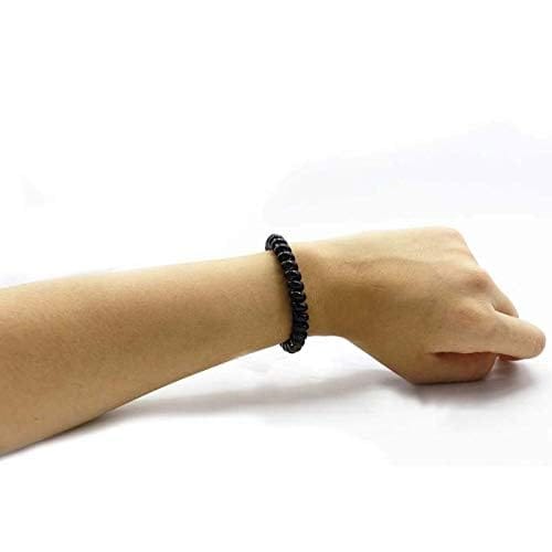 Akashkrishna Spiral Hair Ties, 5 Pack Black Rubber Elastic Hair Coil Set Phone Cord Traceless Elastic Hair Ties Ponytail Holder Rubber Bands for Women