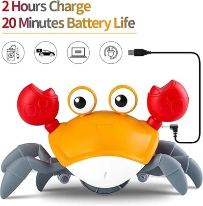 Crawling Crab Infant Tummy Time Toys | Kids Electronic Musical Light up Toy with Automatically Obstacle Avoidance Induction