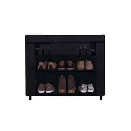 Dustproof Portable Fabric Shoe Rack Organizer | 2-Tier Shoe Storage
