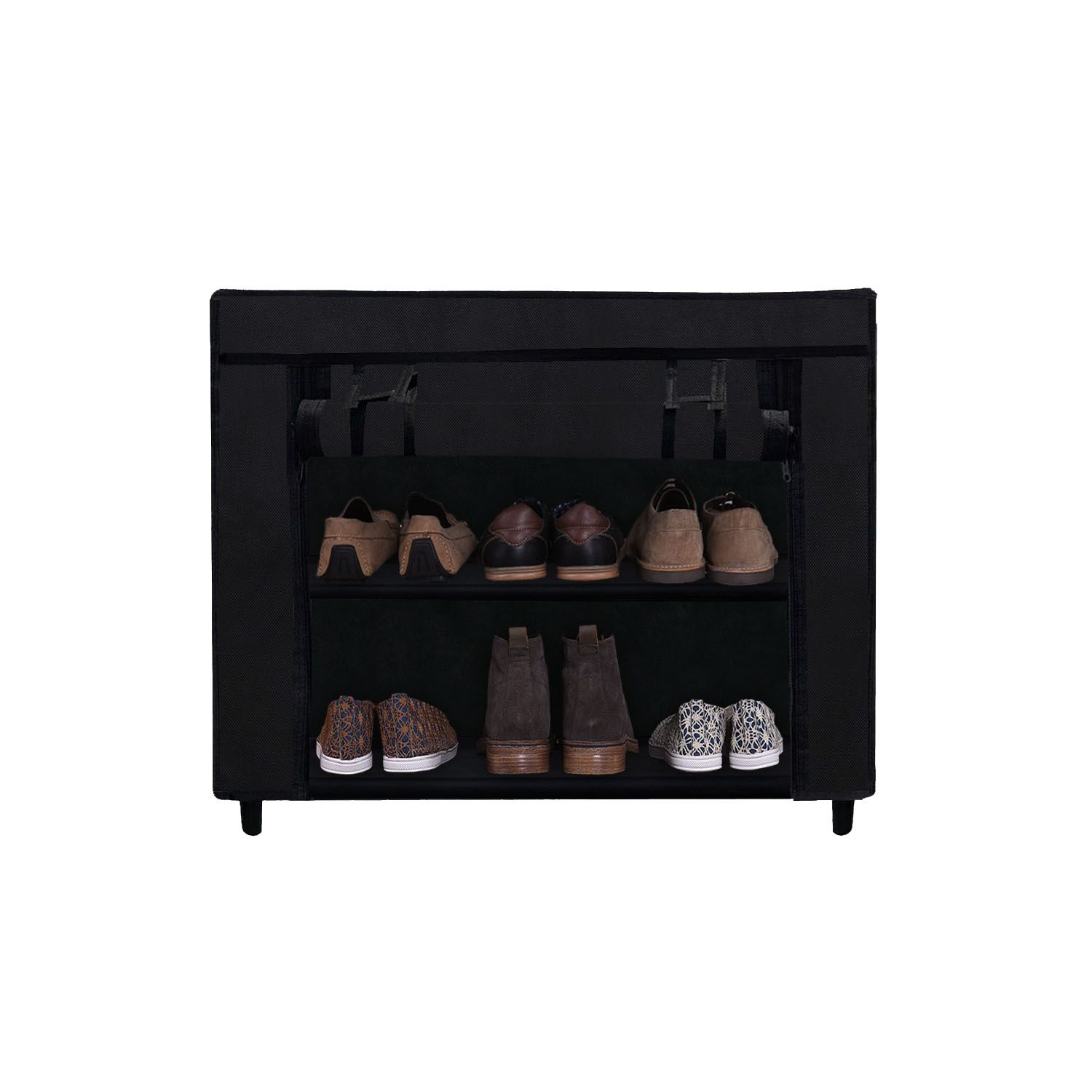 Dustproof Portable Fabric Shoe Rack Organizer | 2-Tier Shoe Storage