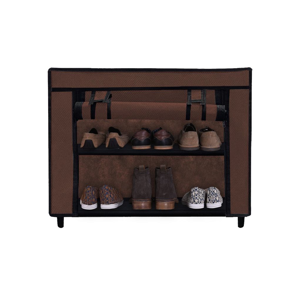 Dustproof Portable Fabric Shoe Rack Organizer | 2-Tier Shoe Storage