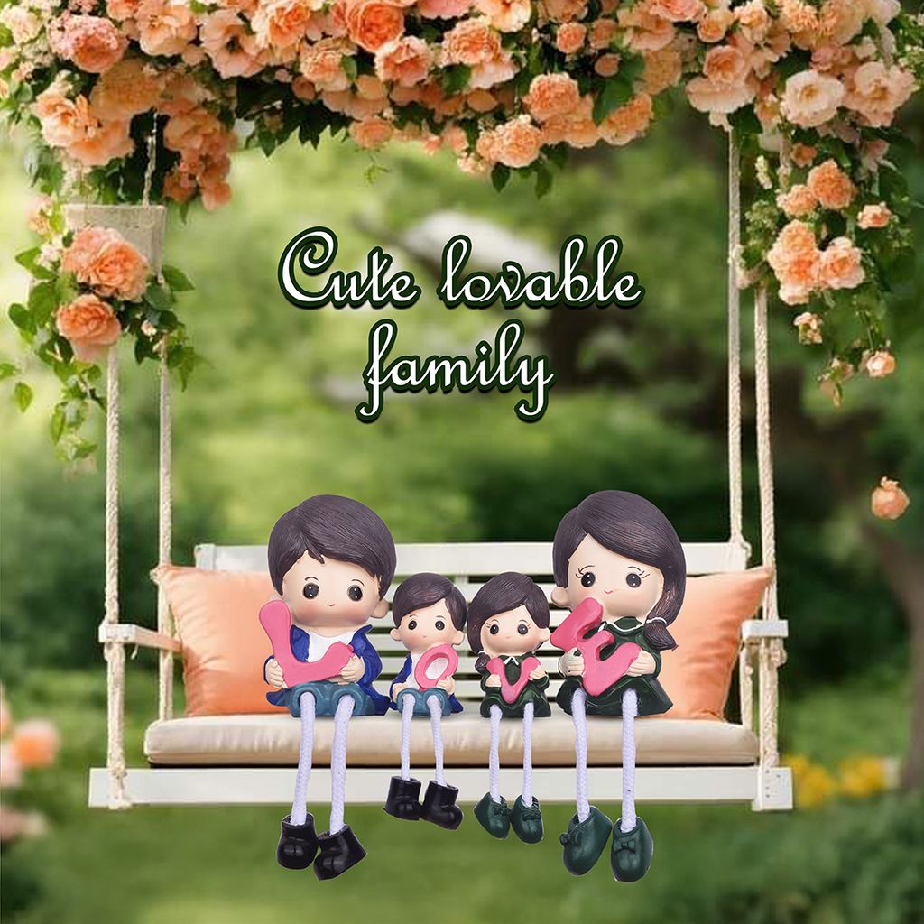 Lovable Family Resin Statue with Pink Love Text | Best Family Gift Items | Valentine Gift Ideas | Best Family Gifts | Unique Gifts Family | Good Family Gifts | Great Family Gifts | Best Family Gift Ideas