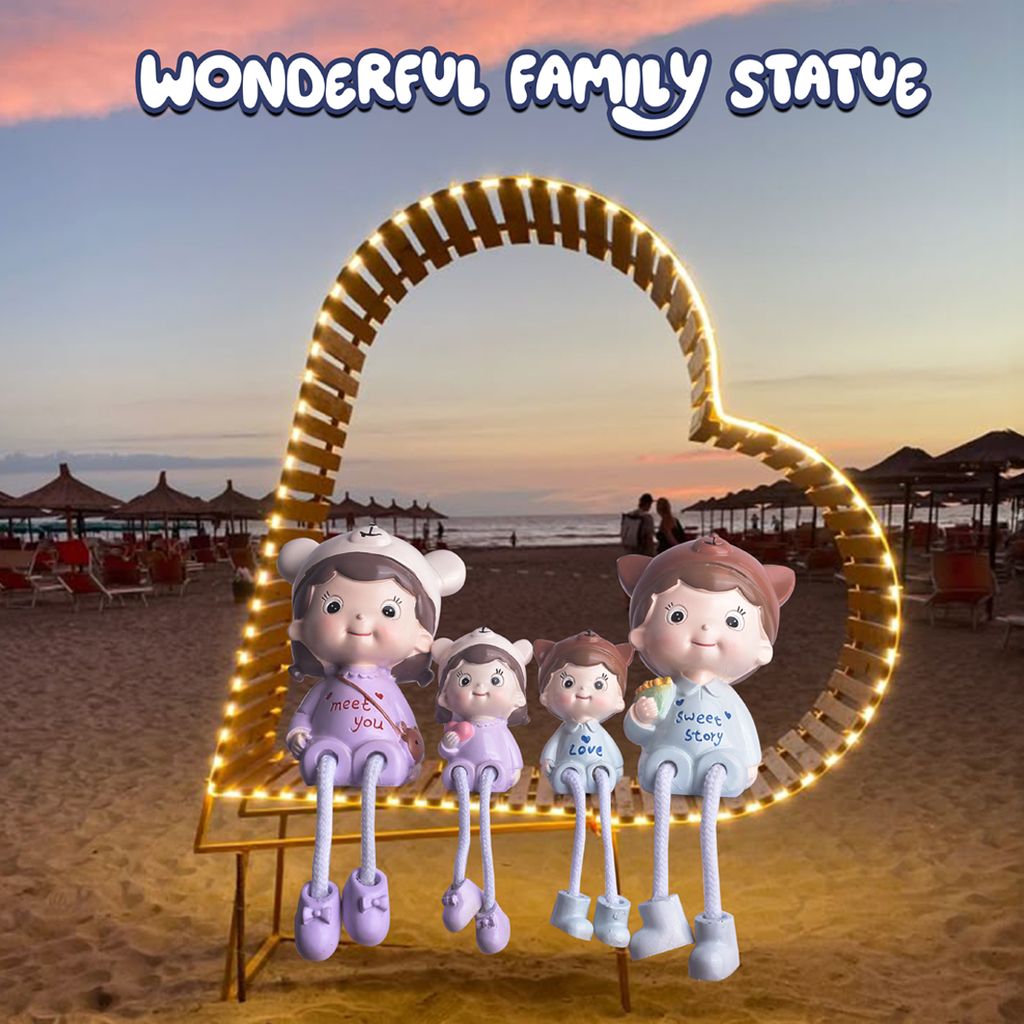 Family Miniature Statue with Bear Cap | Showpiece Statue | Best Gift Items | Gift Ideas For Women | Gift Ideas For Men | Best Family Gifts | Unique Gifts Family | Good Family Gifts