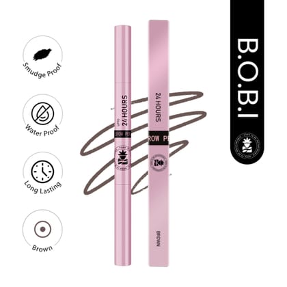 BOBI Eyebrow Pencil Brown | Waterproof Smudgeproof Finish | Built-In Spoolie Brush | Long Lasting Smooth Texture | Paraben-Free Cruelty-Free | Precision Brow Definer-5gm