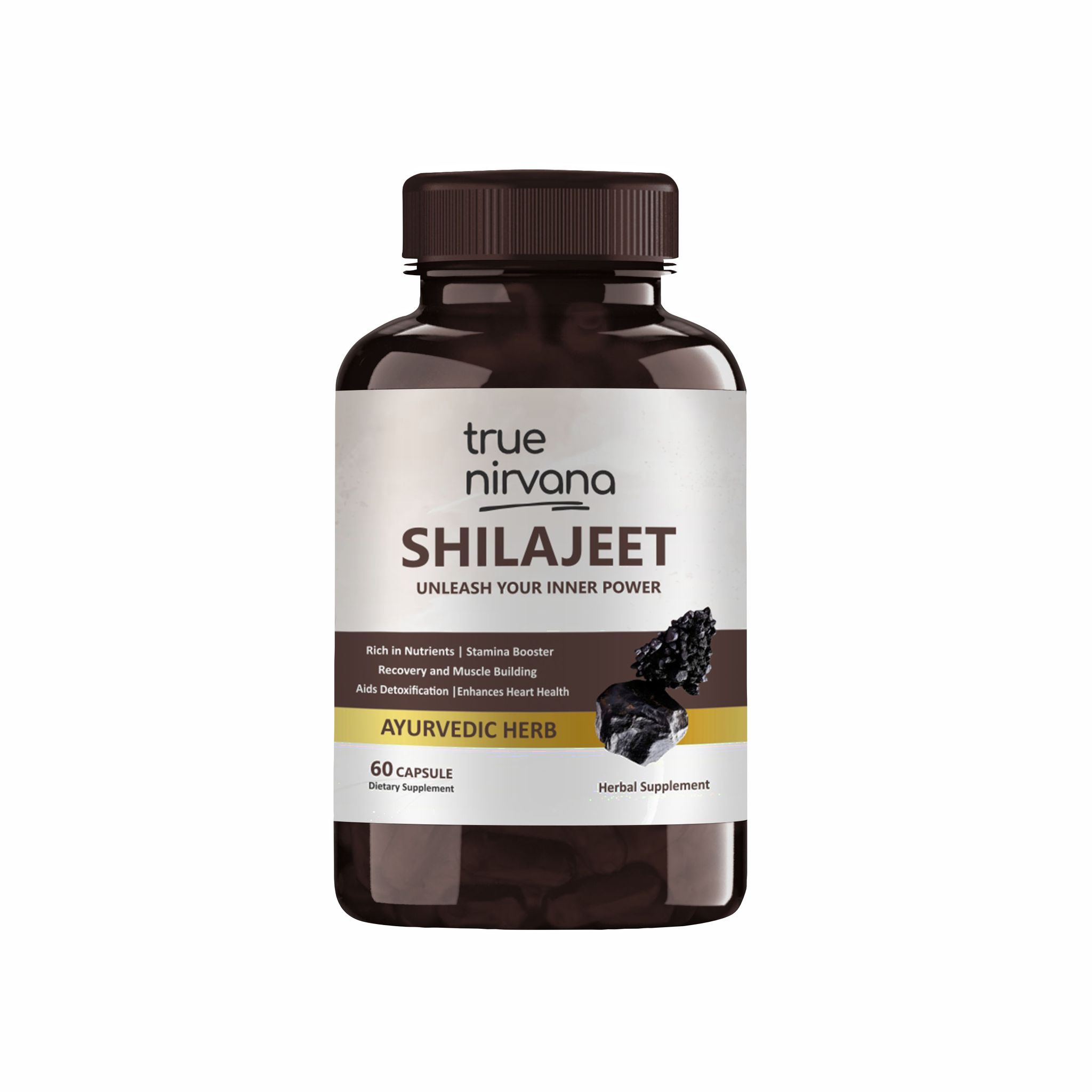 True Nirvana Shilajit Veg Capsules Stamina and Vitality Supplement 60 Capsules