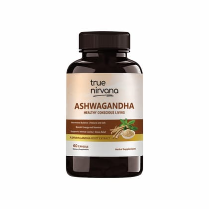 True Nirvana Ashwagandha Extract Veg Capsules Stress Relief and Energy Support 60 Capsules