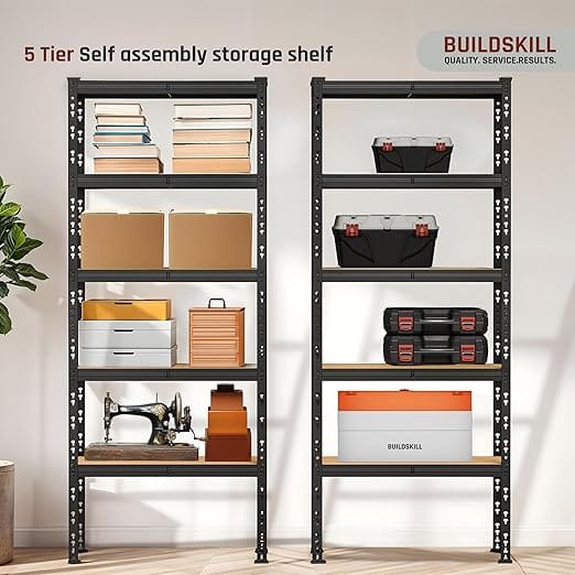 BUILDSKILL Height Adjustable Metal Storage Shelving Unit - Heavy Duty Kitchen & Pantry Rack