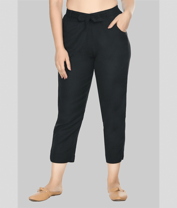 PREEGO - Black Rayon Regular Women's Casual Pants ( Pack of 1 )