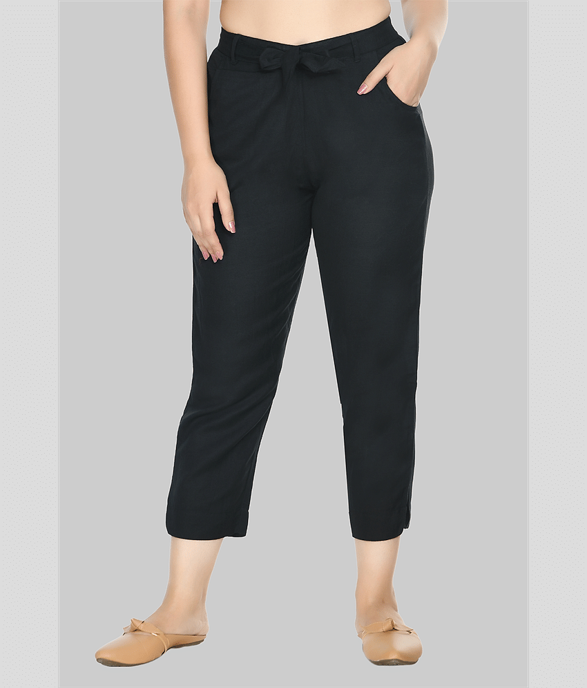 PREEGO - Black Rayon Regular Women's Casual Pants ( Pack of 1 )