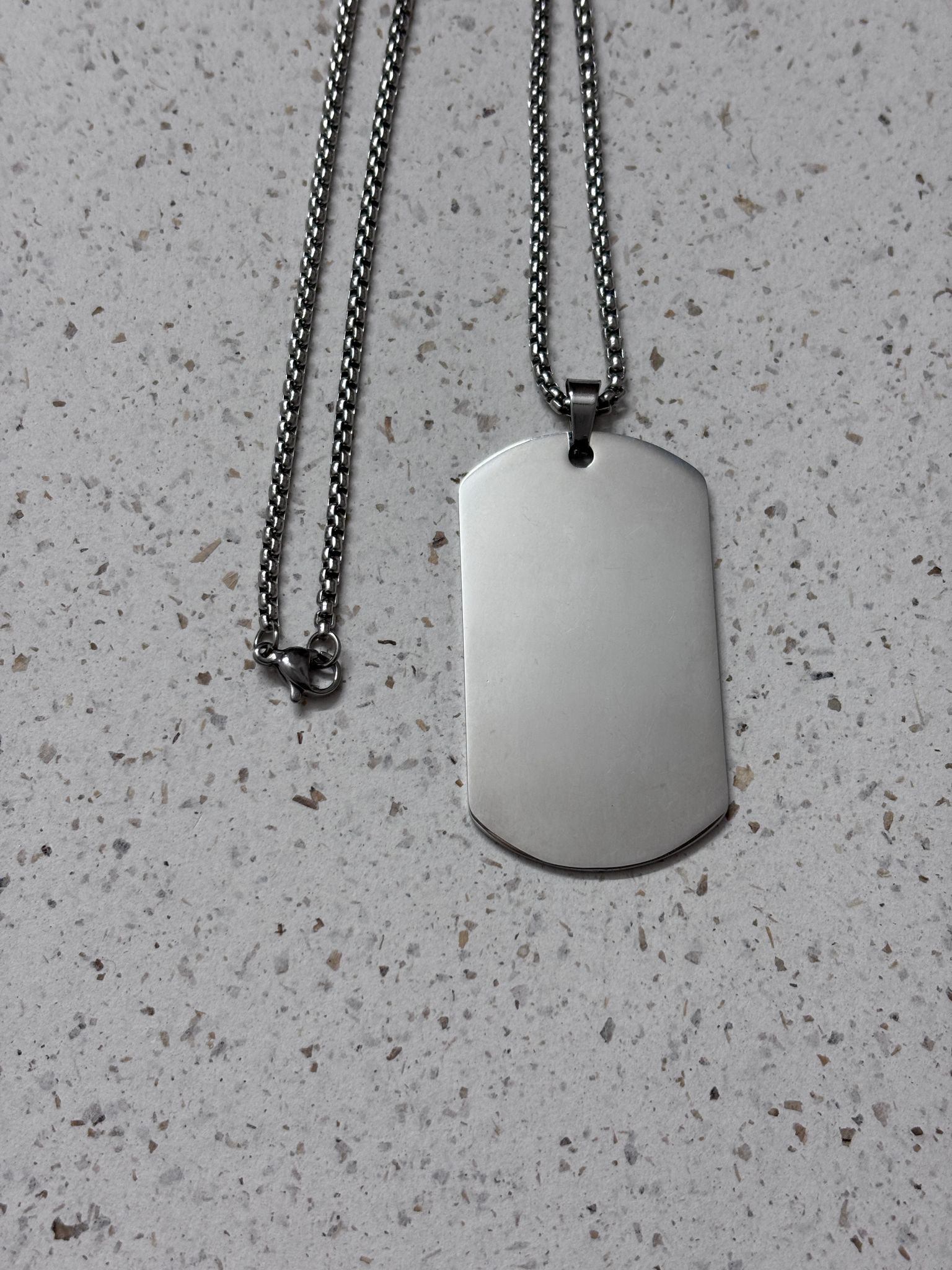 Sleek Stainless Steel Anti Tarnish Neck Chain for Men & Women, Blank Military Style Pendant, Party style
